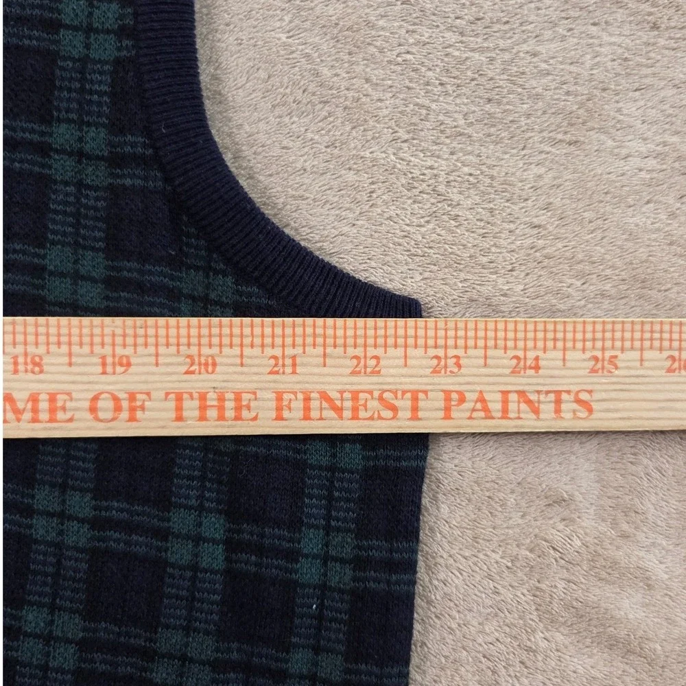 Polo Ralph Lauren vest mans XL plaid blue and green 100% cotton sleeveless‎ EUC